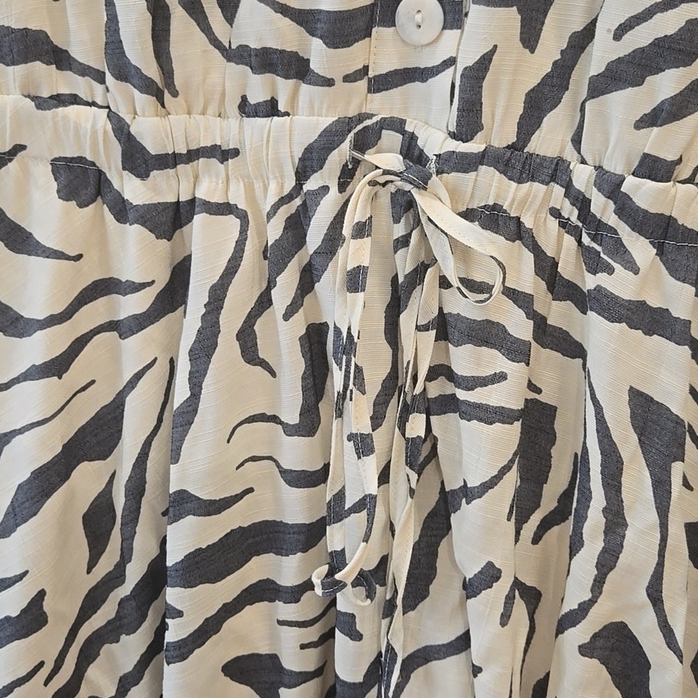 Nine West Black and White Zebra-Print Sleeveless Mini Dress, Waist Tie, L, Lined - Picture 3 of 7